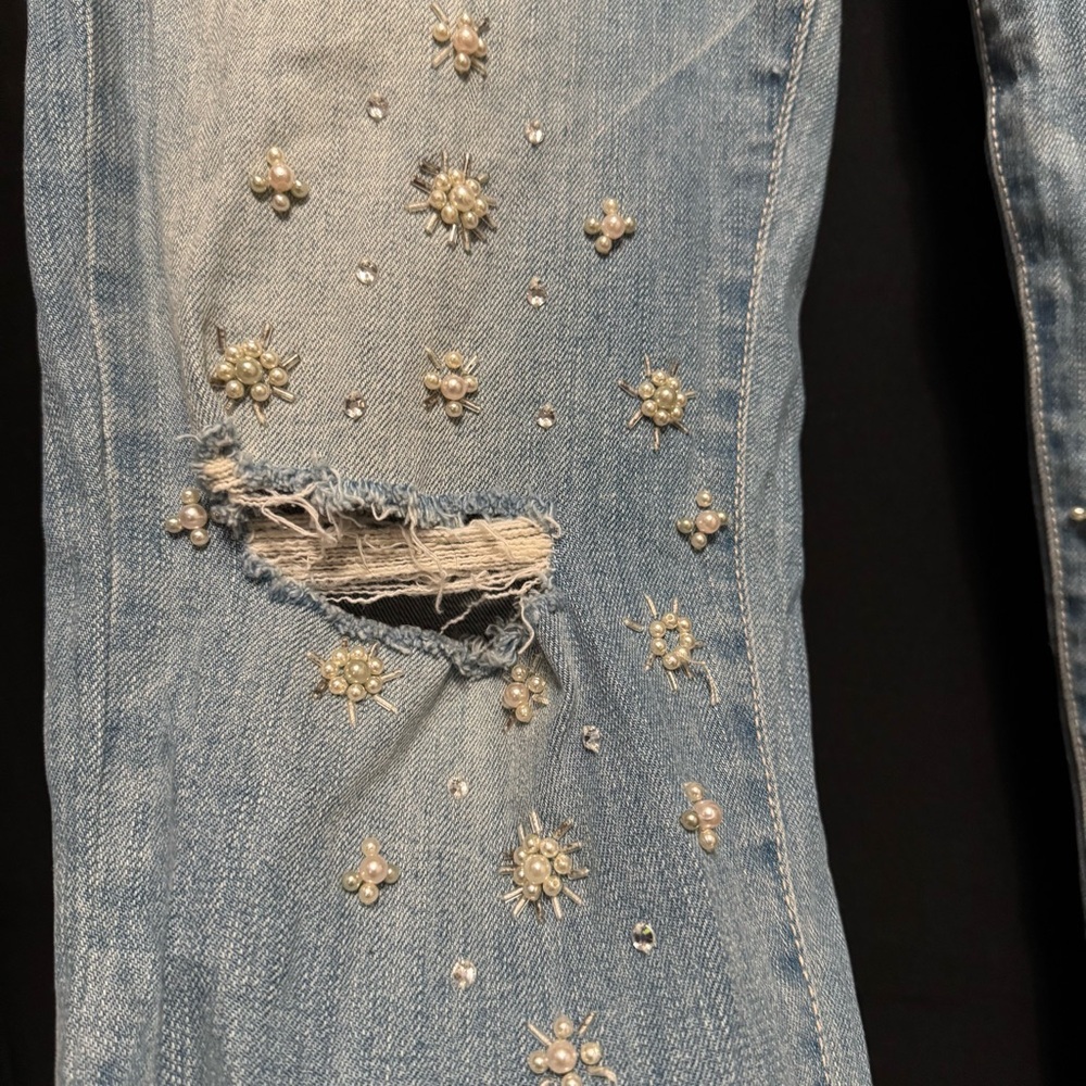 Abercrombie & Fitch Boyfriend Jeans with Bead & Pearl accents - Picture 8 of 9